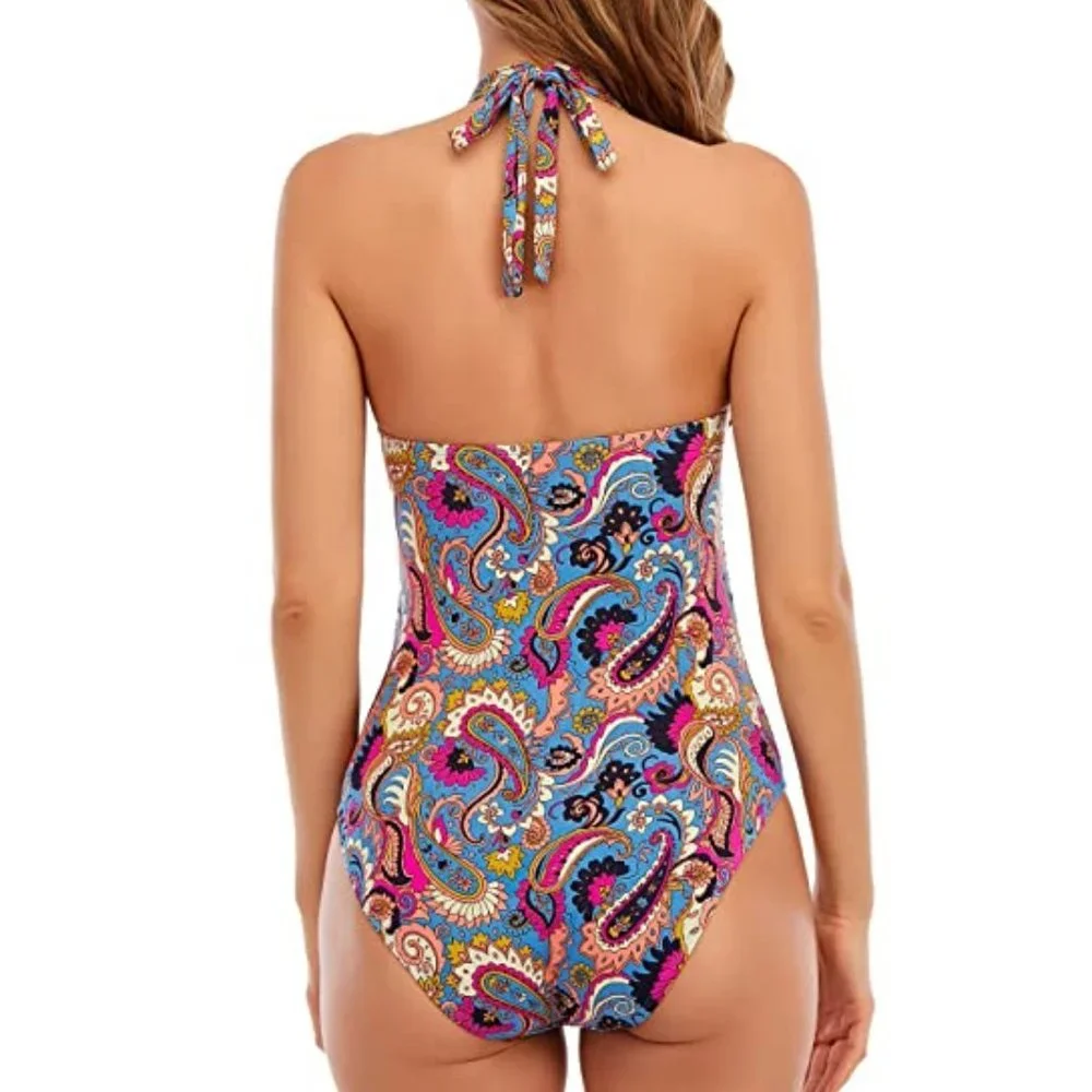 Lucky Brand Paisley Poolside Charm One Piece NWOT Size Large - Picture 11 of 12